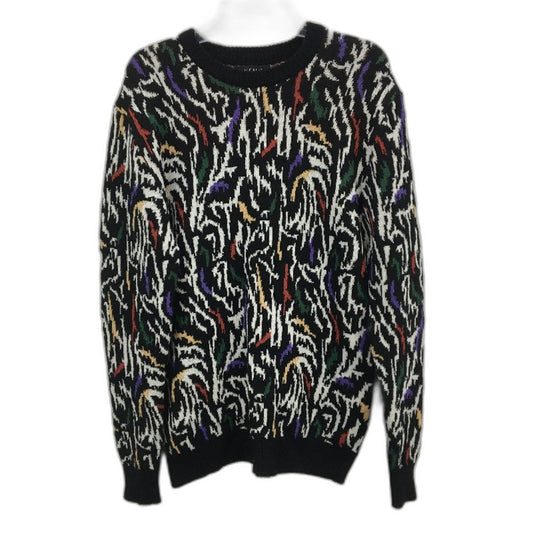 Kenji Wool Blend Black & Multicoloured Pullover Knit Jumper Mens Size M NEW