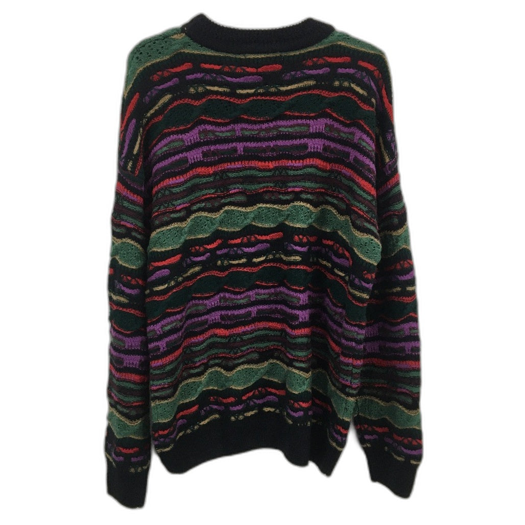 Kenji Wool Blend Black & Purple Striped Pullover Knit Jumper Mens Size M NEW