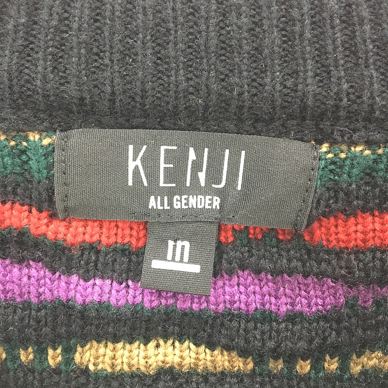Kenji Wool Blend Black & Purple Striped Pullover Knit Jumper Mens Size M NEW
