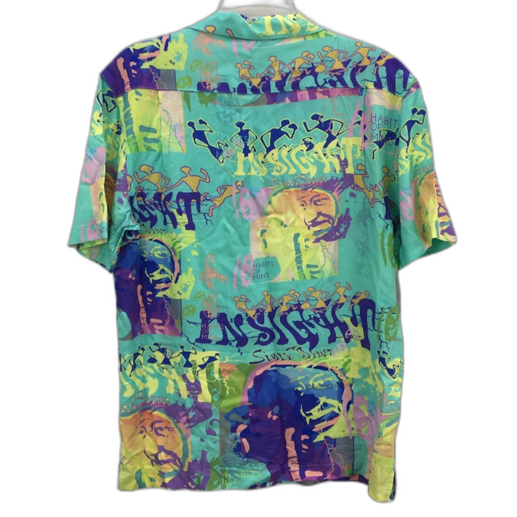 Insight Lightweight Soft Aqua Multicoloured SS Casual Shirt Mens Size Small NEW