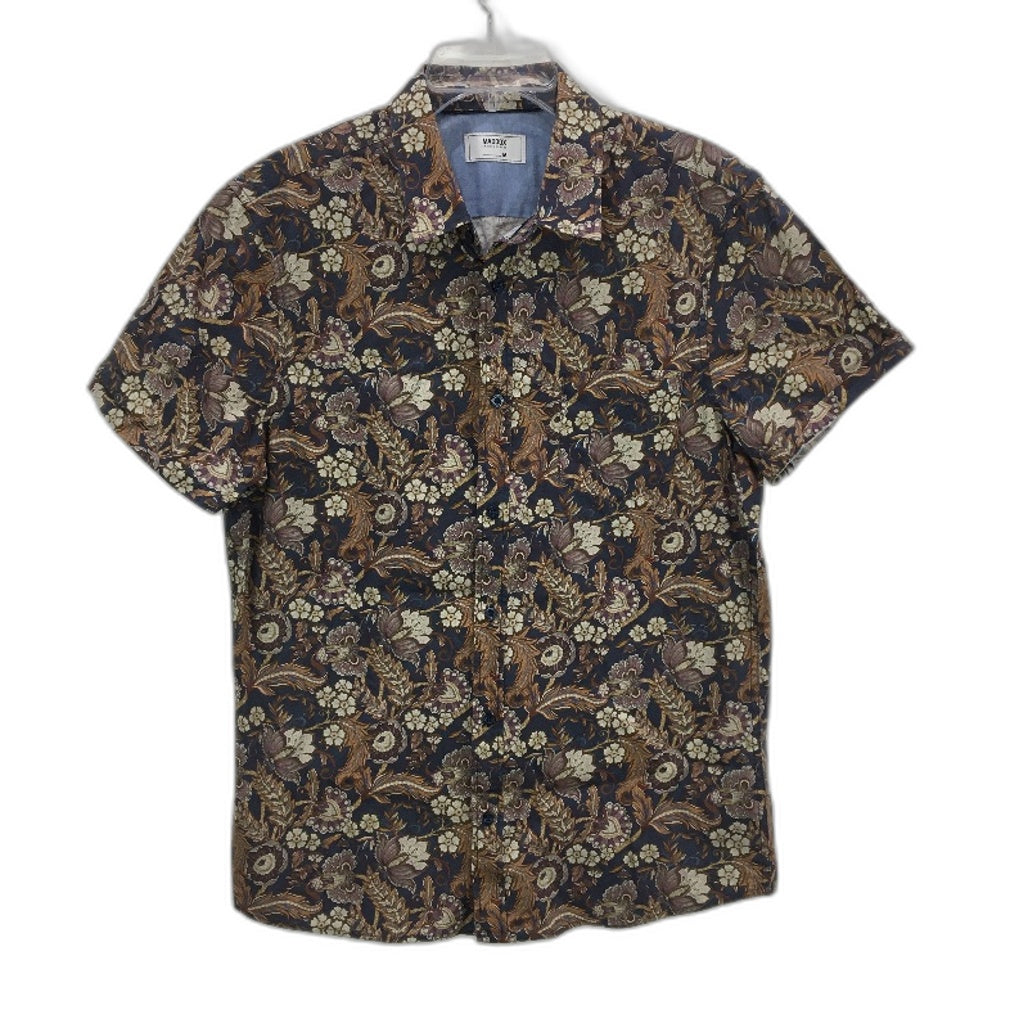 Maddox 100% Cotton Navy Paisley Patterned SSleeve Casual Shirt Mens Size M NEW