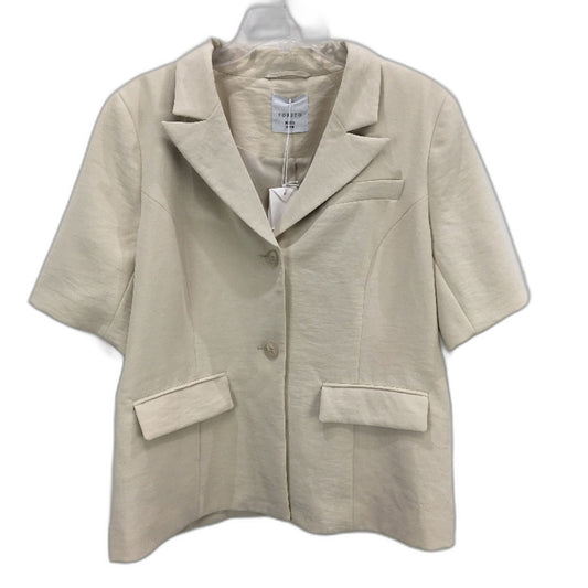 Tokito Petites Stone Beige Button Up Short Sleeve Fully Lined Top Size M NEW