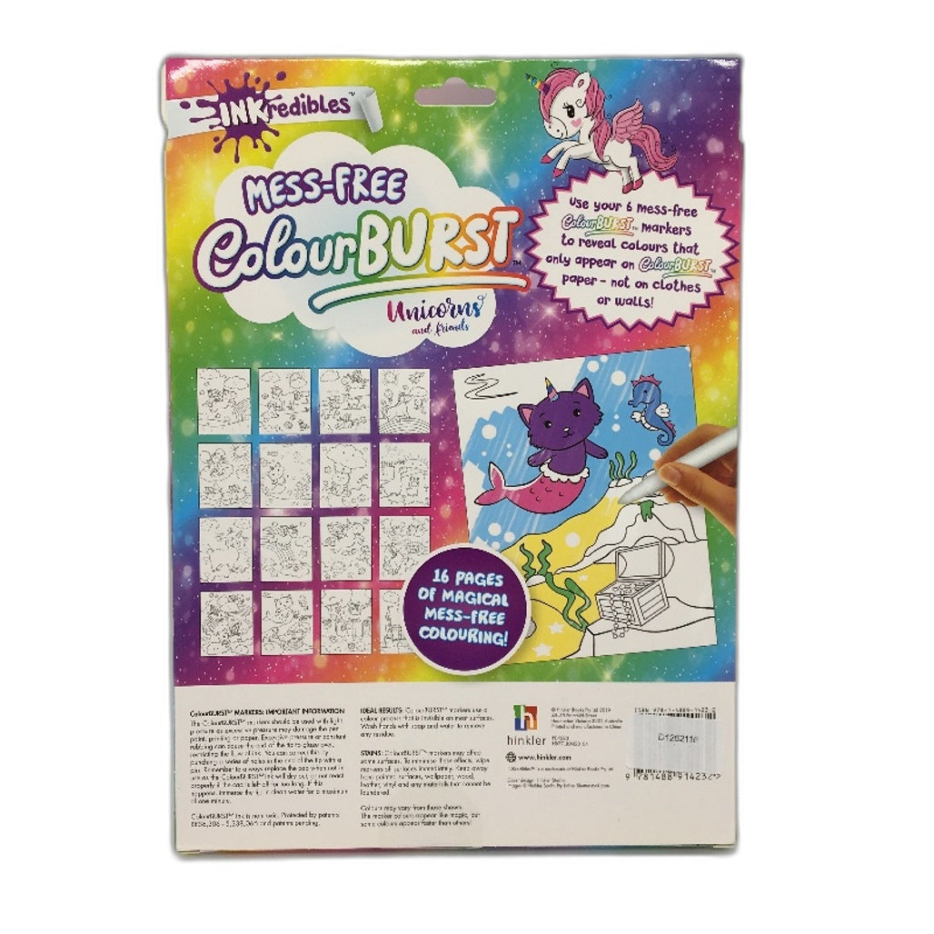 Hinkler Inkredibles Mess-Free Colourburst Unicorns Colouring Pack Ages 3+ NEW