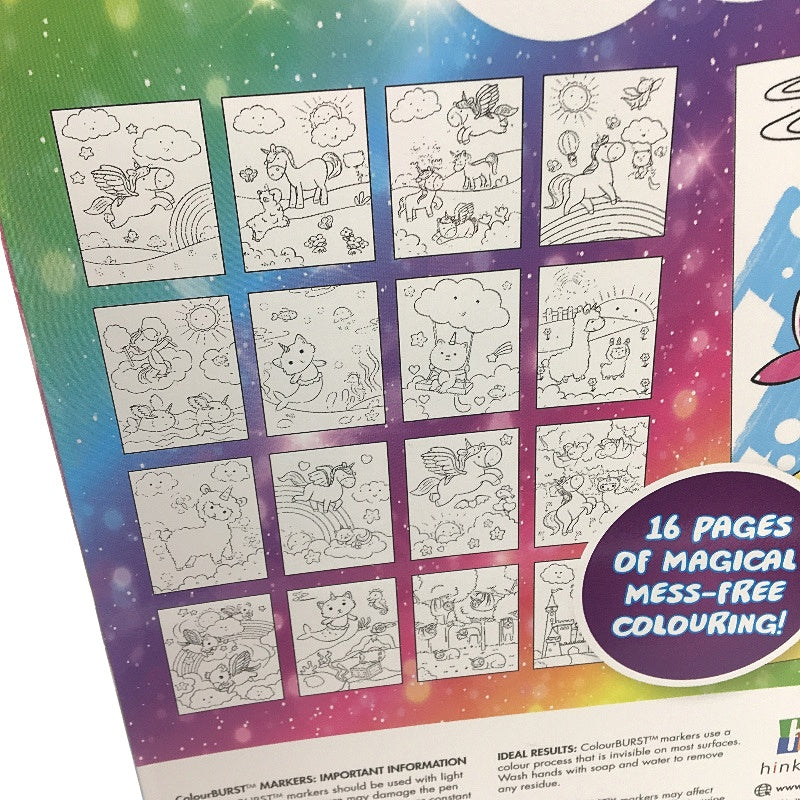 Hinkler Inkredibles Mess-Free Colourburst Unicorns Colouring Pack Ages 3+ NEW