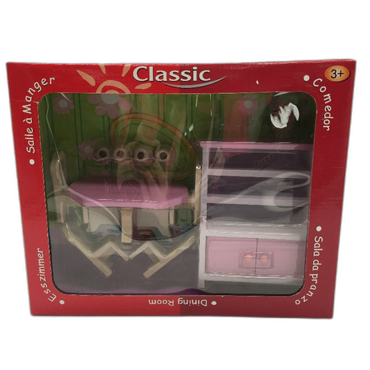 Classic Toys Inc Wooden Dining Room Doll House Furniture Pack Ages 3+ NEW