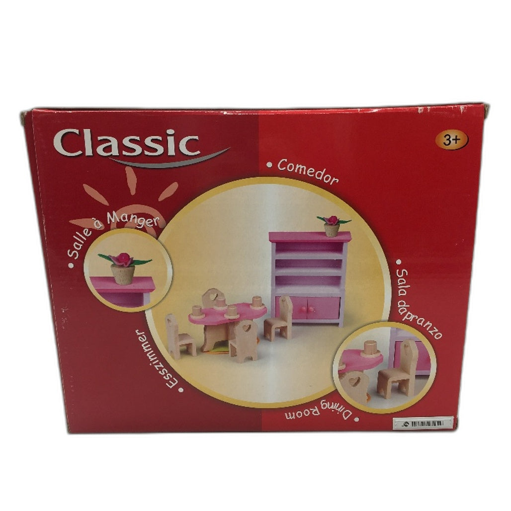 Classic Toys Inc Wooden Dining Room Doll House Furniture Pack Ages 3+ NEW