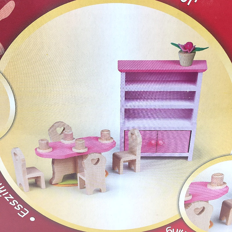 Classic Toys Inc Wooden Dining Room Doll House Furniture Pack Ages 3+ NEW