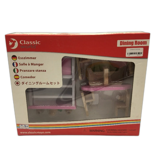 Classic Toys Inc Wooden Pink Dining Room Doll House Furniture Pack Ages 3+ NEW