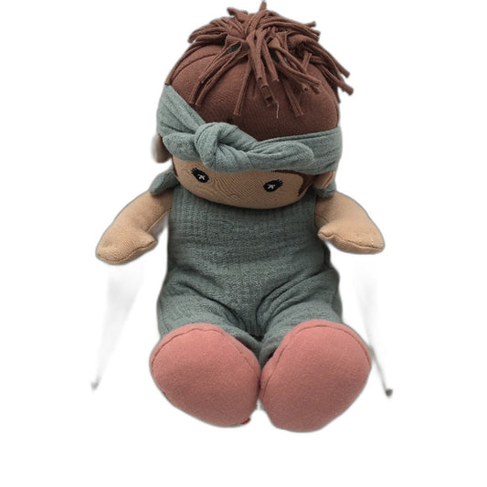 Apple Park Kids 100% Organic Cotton Paloma In Teal Muslin Soft Doll Ages 3+ NEW