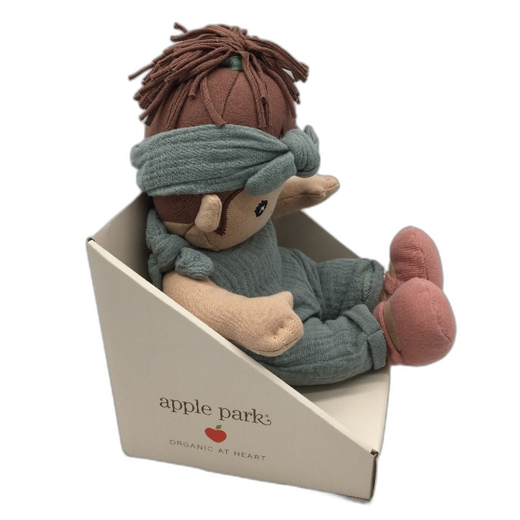 Apple Park Kids 100% Organic Cotton Paloma In Teal Muslin Soft Doll Ages 3+ NEW