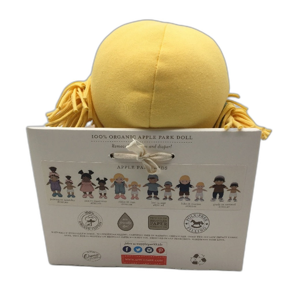 Apple Park Kids 100% Organic Cotton Chloe In Sage Muslin Soft Doll Ages 3+ NEW