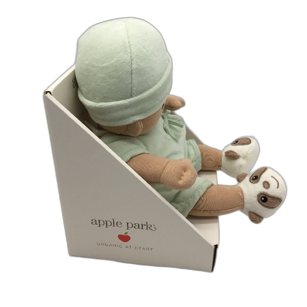Apple Park Kids 100% Organic Cotton Baby In Mint Muslin Soft Doll Ages 3+ NEW