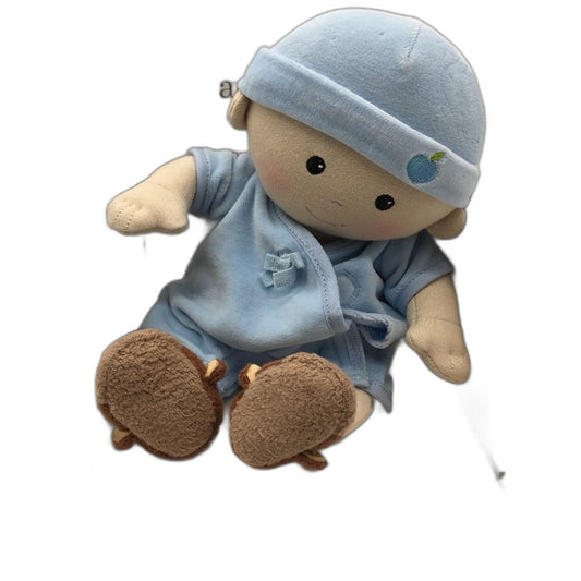 Apple Park Kids 100% Organic Cotton Baby In Blue Muslin Soft Doll Ages 3+ NEW