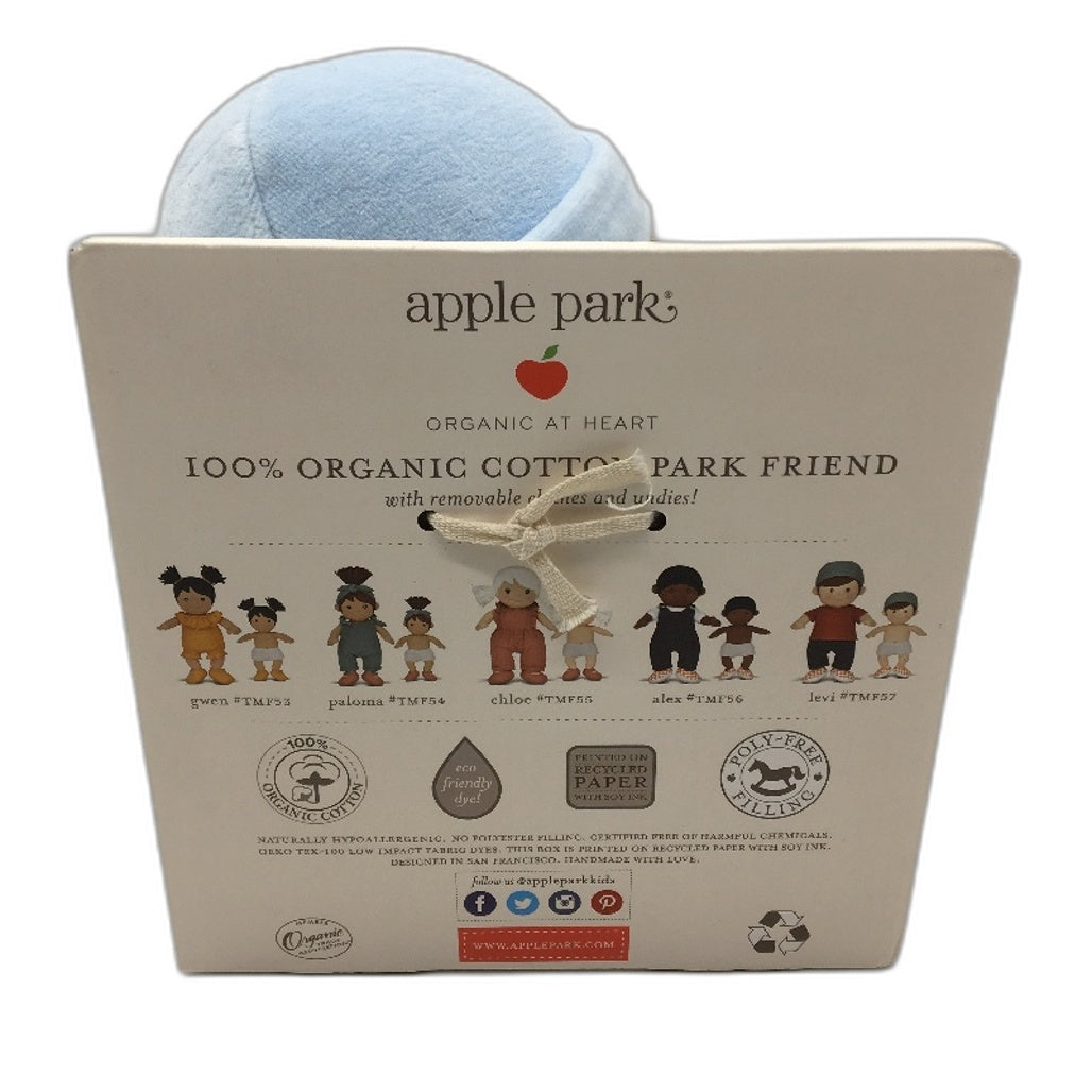 Apple Park Kids 100% Organic Cotton Baby In Blue Muslin Soft Doll Ages 3+ NEW