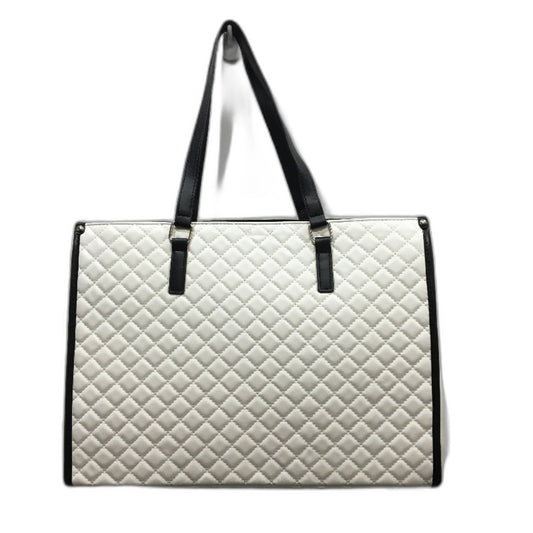 15.6 Inch Laptop Bag White Black Accent Faux Leather Quilted Look Lunch Tote NEW
