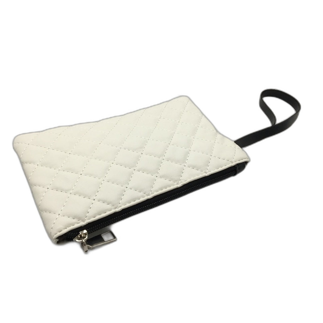 15.6 Inch Laptop Bag White Black Accent Faux Leather Quilted Look Lunch Tote NEW