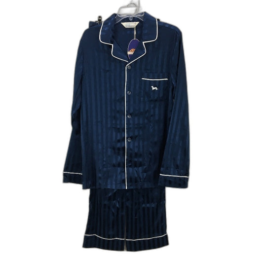 Peter Alexander Navy Stripe Satin Touch Long Sleeve Pyjama Set Mens Size XS NEW