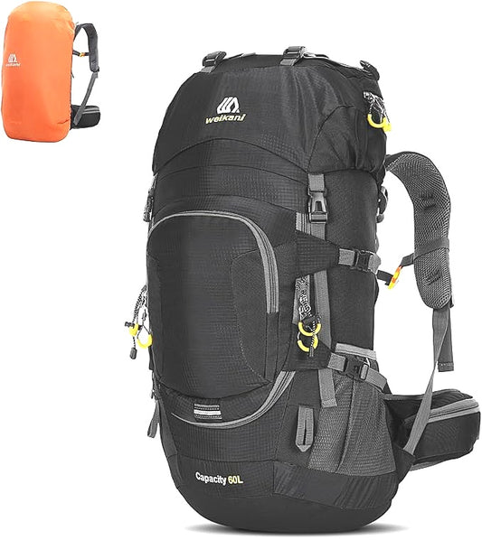 Weikani Black 60L Multi Compartments Camping Rucksack Hiking Backpack NEW