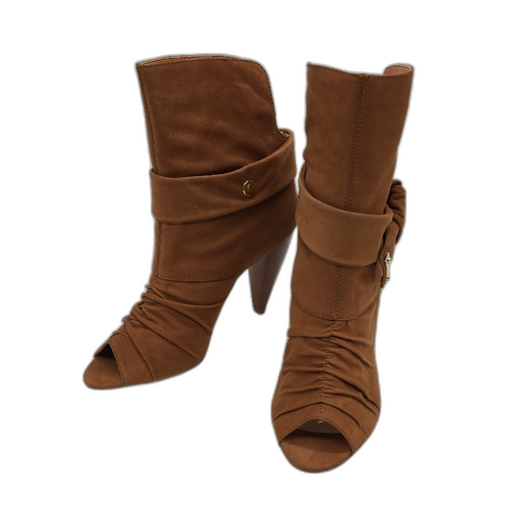 Belanci Madame Chantelle Italian Tan Suede Leather Boots Ladies Size EU 37 NEW