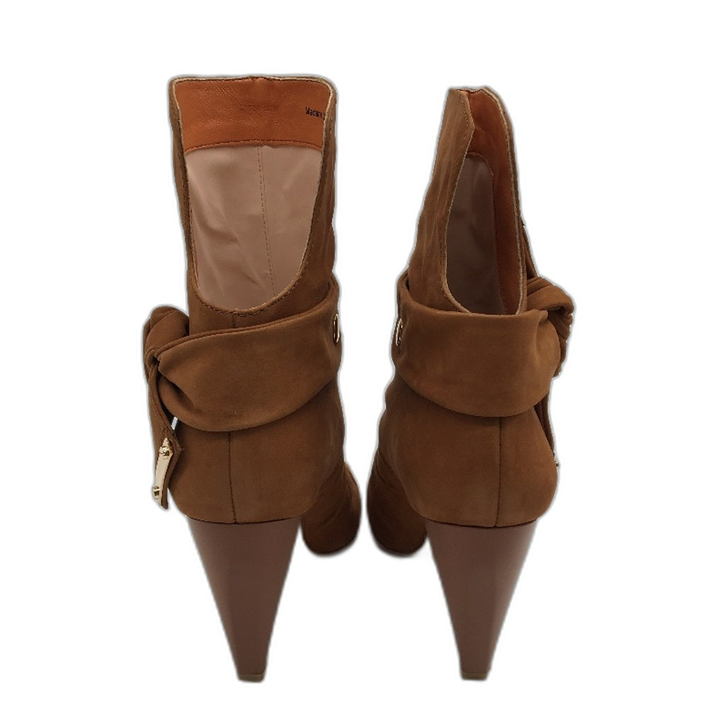 Belanci Madame Chantelle Italian Tan Suede Leather Boots Ladies Size EU 37 NEW