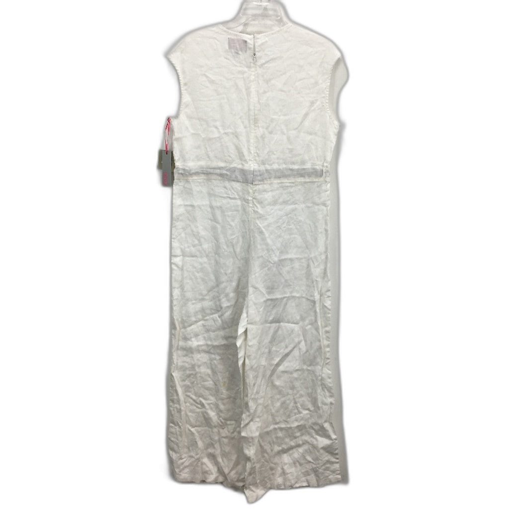 Forcynthia Beachwear 100% Linen White Sleeveless Jumpsuit Ladies Size M NEW