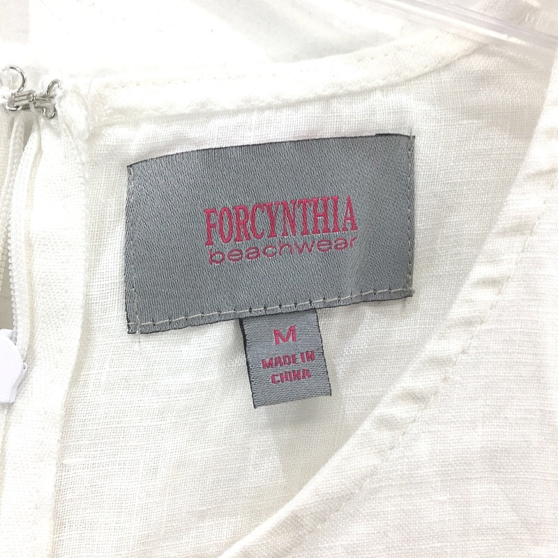 Forcynthia Beachwear 100% Linen White Sleeveless Jumpsuit Ladies Size M NEW
