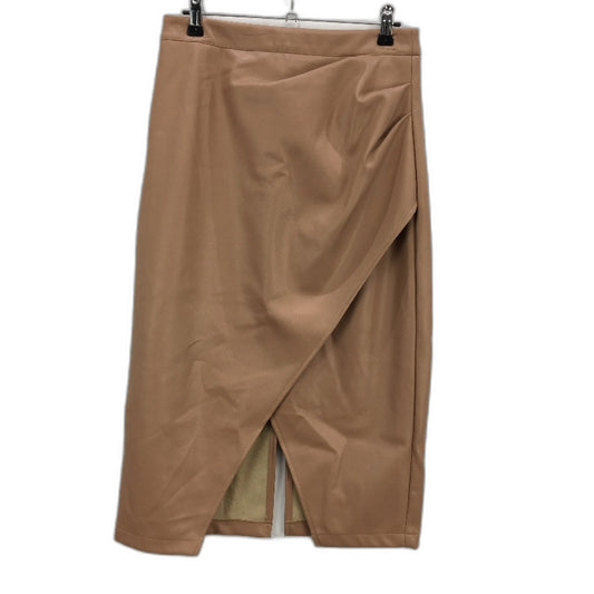 Tokito Camel Tan Faux Leather Asymetric Split Lined Skirt Ladies Size 10 NEW
