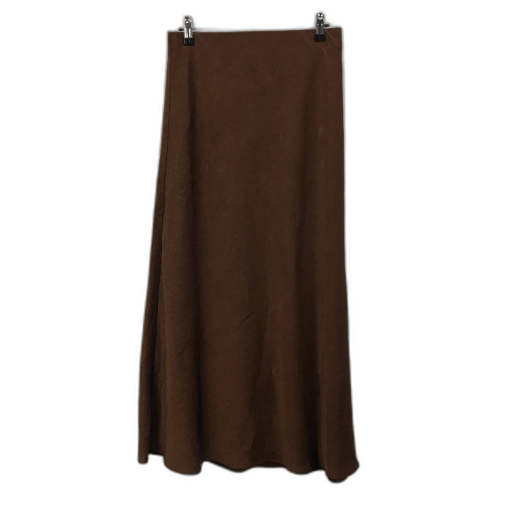 Basque Chocolate Brown Silky Smooth Elastic Waist Long Skirt Size 10 NEW