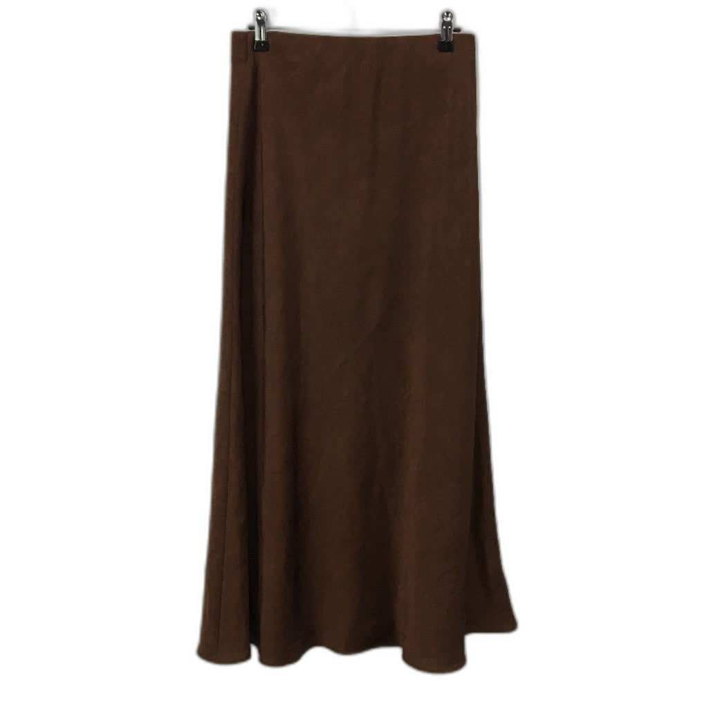 Basque Chocolate Brown Silky Smooth Elastic Waist Long Skirt Size 10 NEW