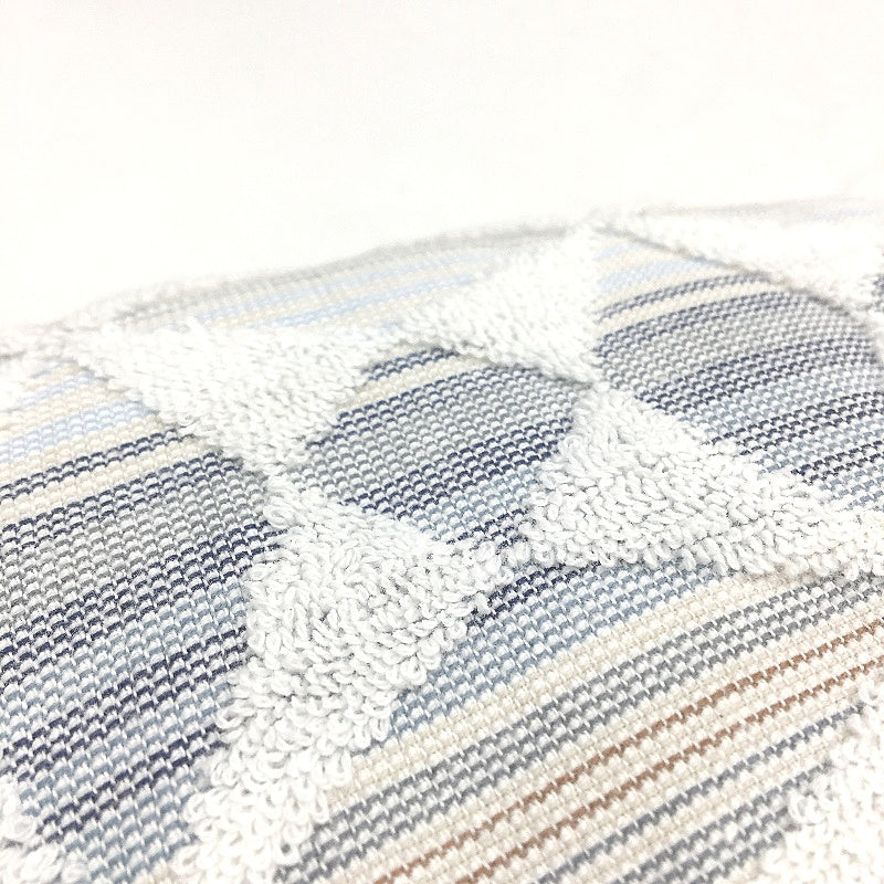 Kirkton House 2Pce Cotton White & Blue Geo Textured Patterned Bath Towel Set NEW