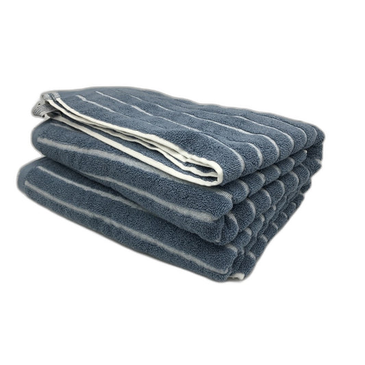 Kirkton House 2Pce Blue Striped Textured 100% Cotton Bath Towel Set NEW