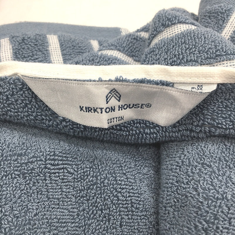 Kirkton House 2Pce Blue Striped Textured 100% Cotton Bath Towel Set NEW