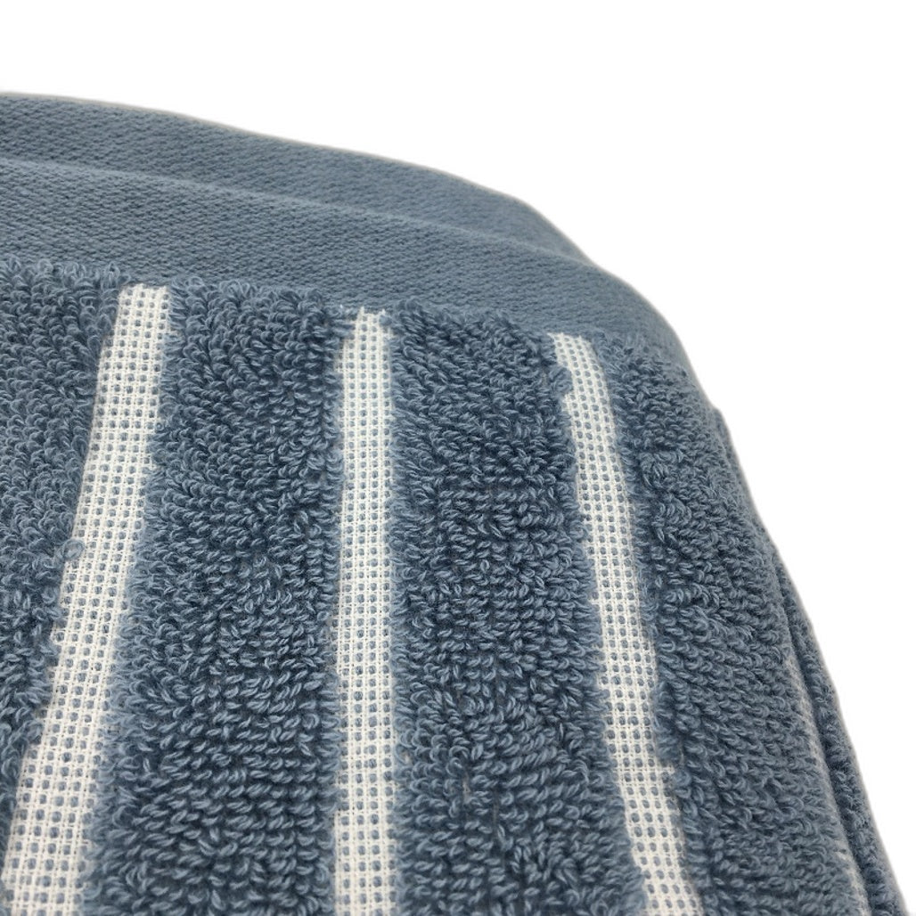 Kirkton House 2Pce Blue Striped Textured 100% Cotton Bath Towel Set NEW