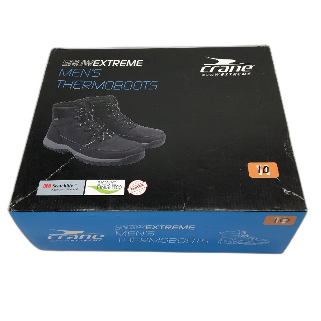 Crane Snow Extreme Thermoboots Fleece Lined Lace Up Black Mens Size 10 NEW