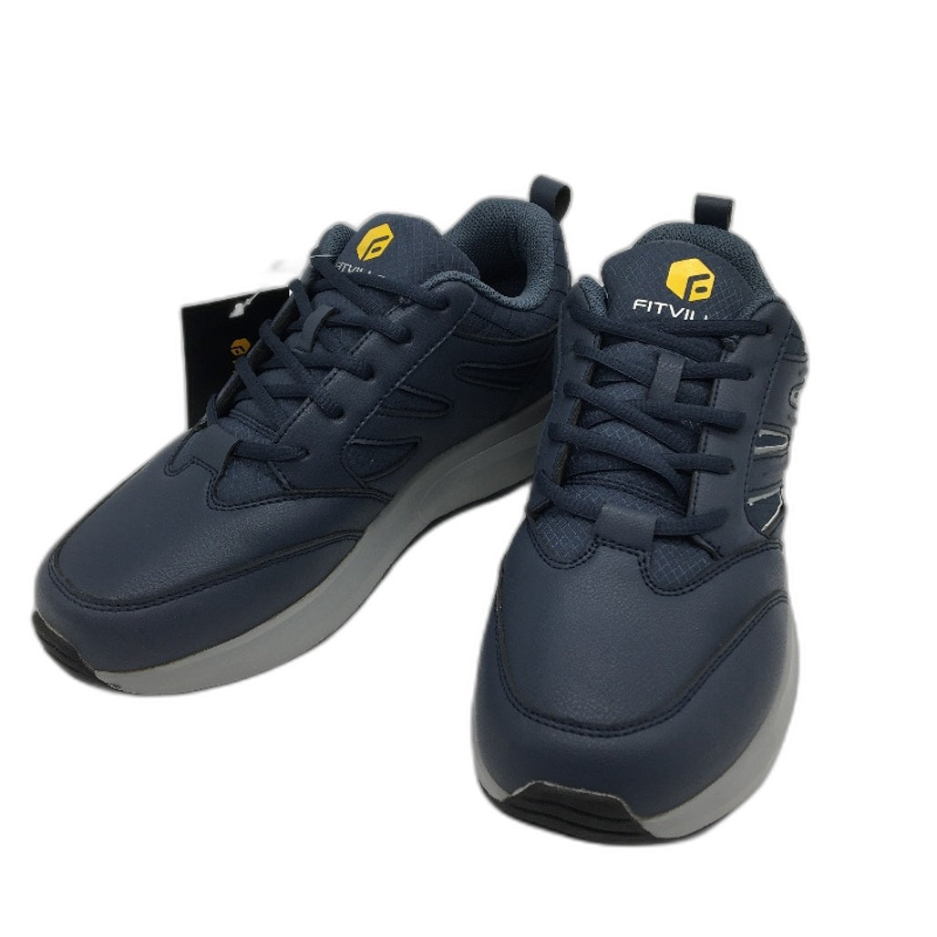 Fitville Navy Low Top Sturdy Core Leather Look Sneakers Mens Size US 10 NEW