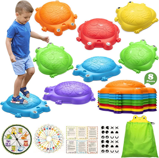8 Piece Frog Balance Stepping Stone Indoor Outdoor Obstacle 265lbs Capacity NEW
