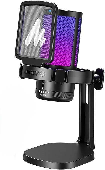 Maono DGM20 Noise Cancelling USB Gaming Condenser Microphone in Black NEW