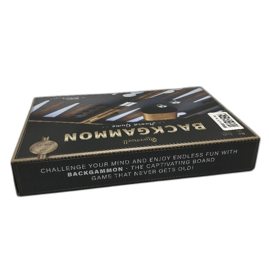 Queensell Backgammon Set Classic Board Game in Brown Quality PU Leather Case NEW