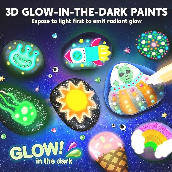 KleverKits Glow In The Dark Rock Painting 10 Piece Rocks Canvas Set NEW