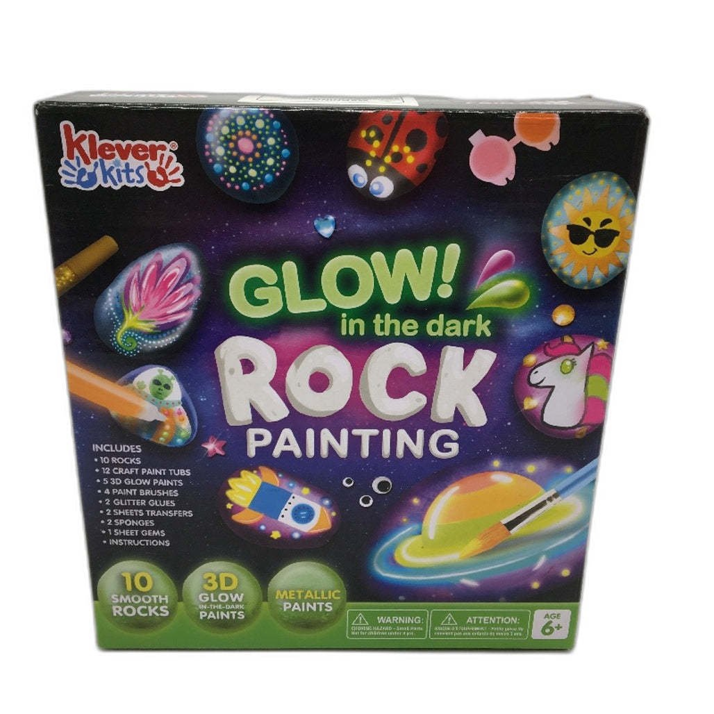 KleverKits Glow In The Dark Rock Painting 10 Piece Rocks Canvas Set NEW