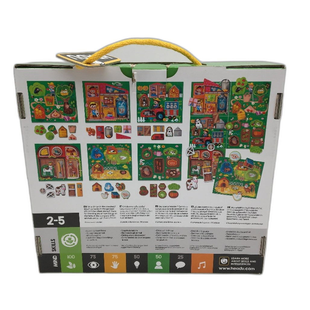 Headu Play Farm Montessori Eduational Visual Card and Tile Game Ages 2-5 Yrs NEW