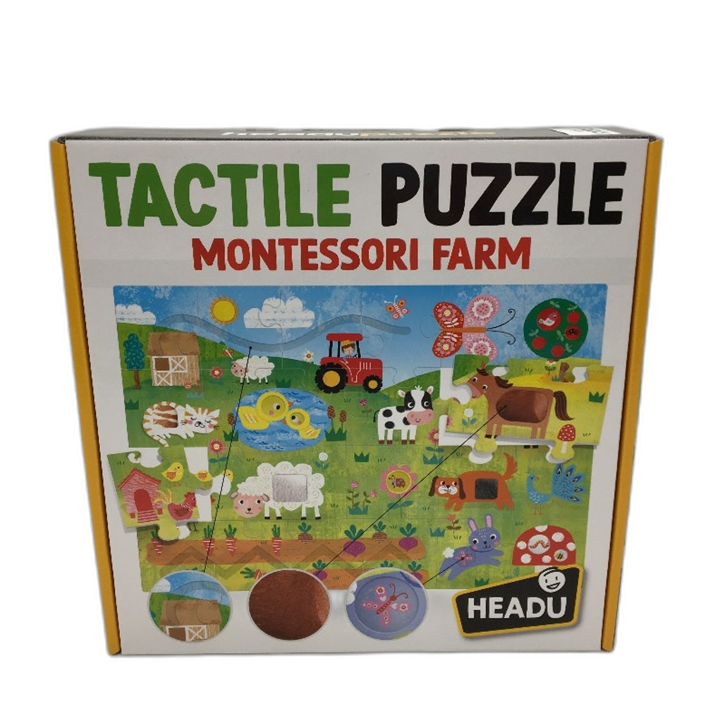 Headu 21 Piece Tactile Puzzle Montessori Farm Visual Car and Tile Set NEW