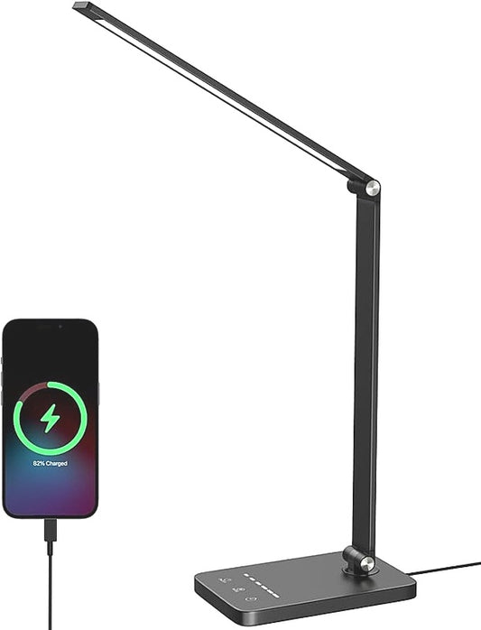 Electight Dimmable LED Touch Control Black Desk Lamp with Auto Shut Off NEW