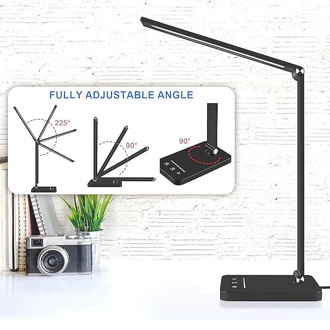 Electight Dimmable LED Touch Control Black Desk Lamp with Auto Shut Off NEW