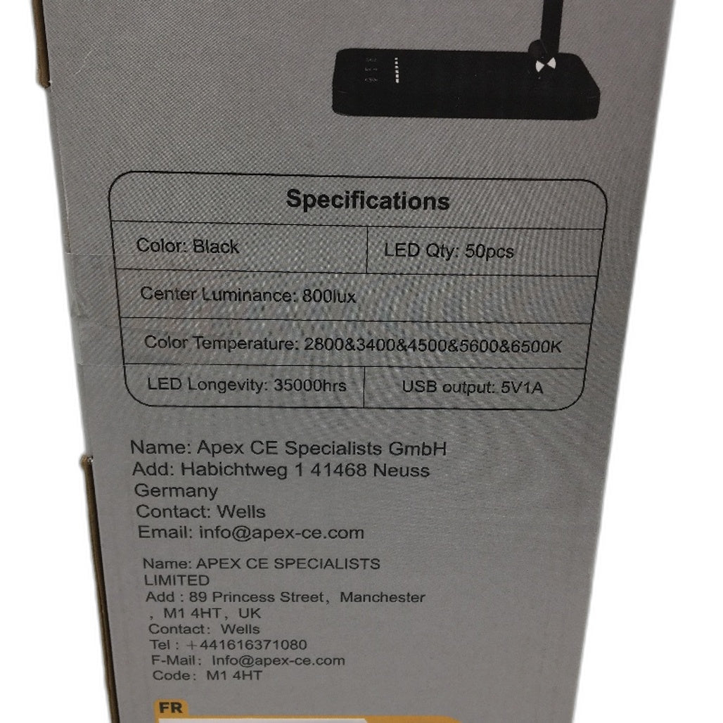 Electight Dimmable LED Touch Control Black Desk Lamp with Auto Shut Off NEW