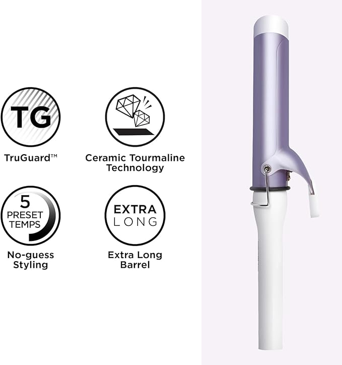 40mm Ceramic Barrel 220V 50Hz 5 Heat Mode Hair Curling Iron in Purple White NEW