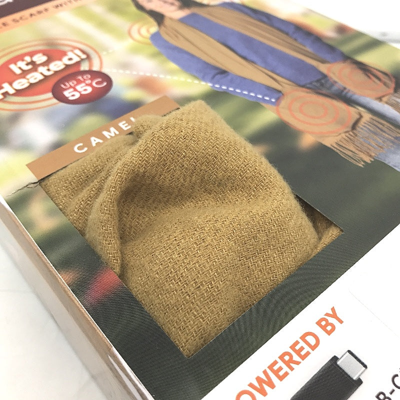 Sash&Bloom As Seen On TV USB Heated Scarf with Pockets in Camel Brown NEW