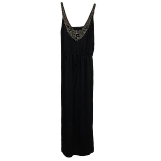 Fresh Soul Bejeweled Neck Black Drawstring Midi Dress Ladies Size AU 8 NEW