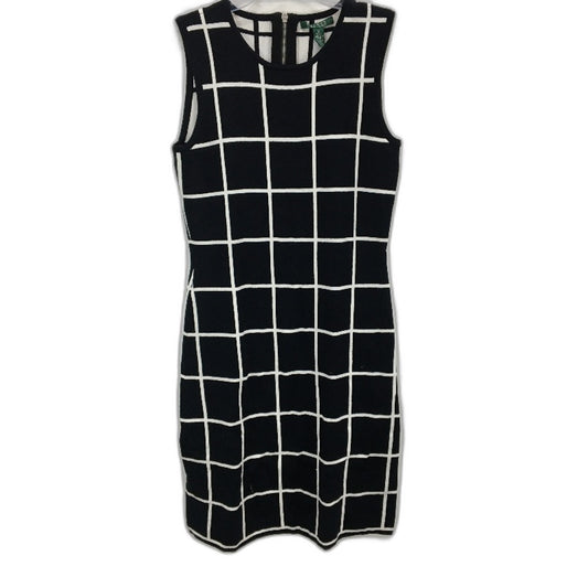 Ralph Lauren LAUREN Sleeveless Knit Check Black Mini Dress Ladies Sz Medium NEW