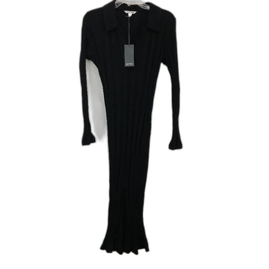 Country Road Collared Rib Slim Fit Black Midi Dress Ladies Size Medium NEW